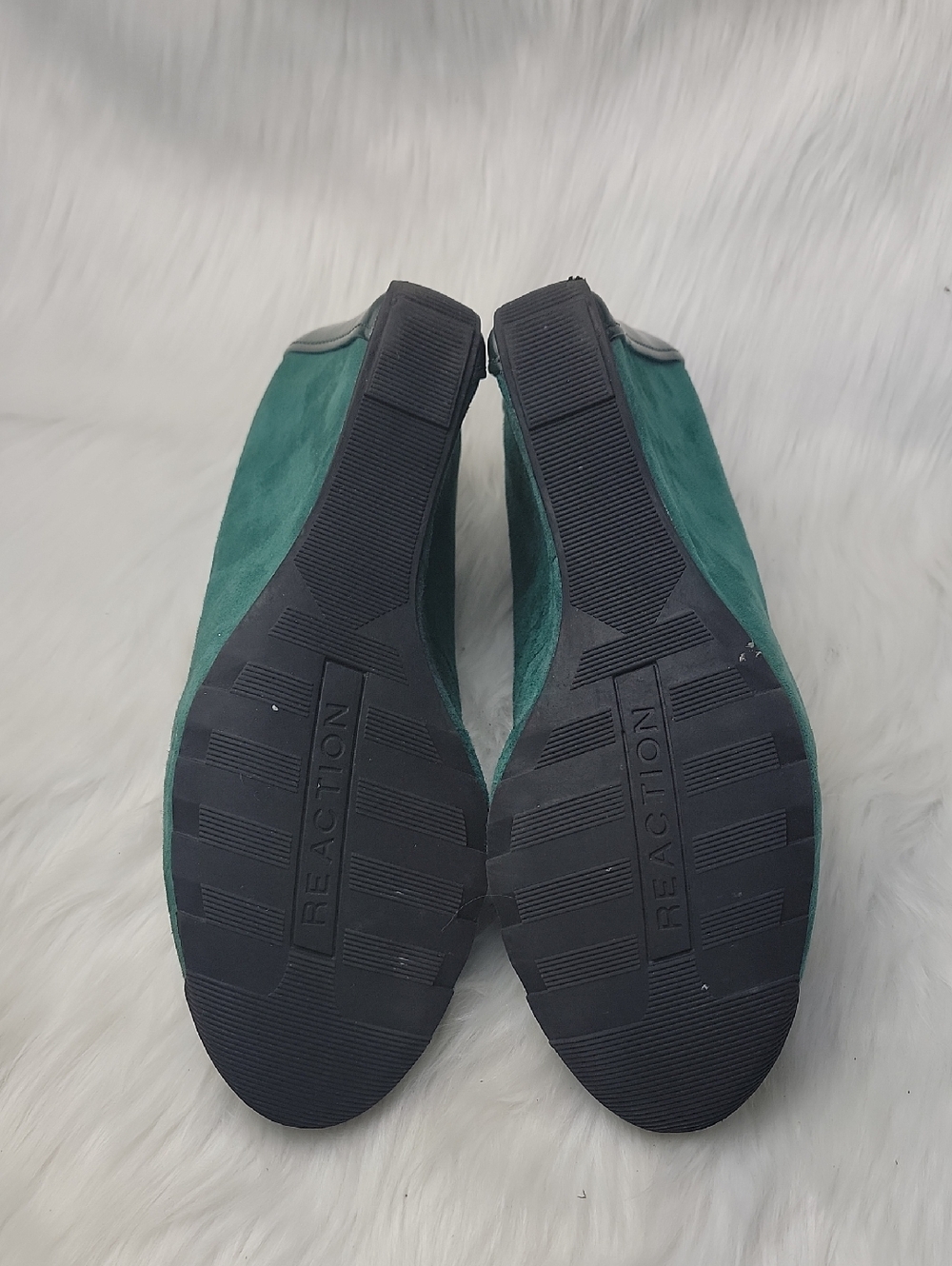 KENNETH COLE REACTION Green Suede Leather Rounded Toe Office Party Wedge Heel 10 - Picture 9 of 12